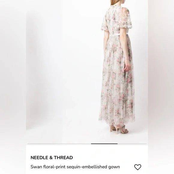NWT Needle & Thread Floral Swan Sequin Bodice Gown - Picture 4 of 9